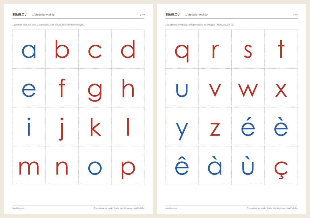 Aperçu des planches L'alphabet mobile à imprimer